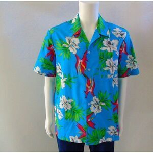 Hawaiian Shirt Floral Aloha Mens Sz L Vintage Made In USA 9th Wave by Scorpio